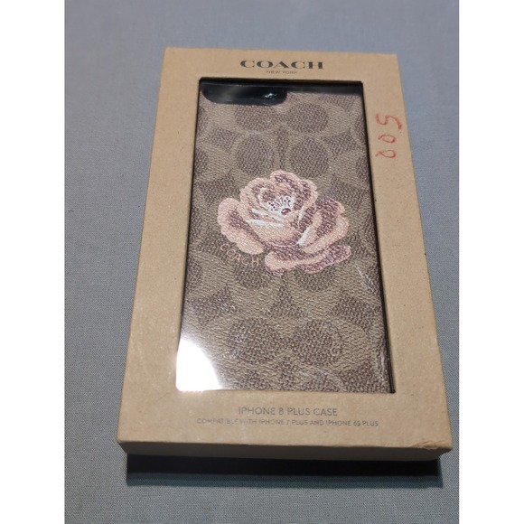 Coach New York iPhone 8 Plus Case Signature Rose Print Floral Khaki - Picture 1 of 6